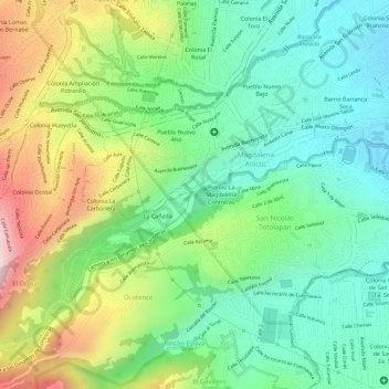 Mapa topográfico Parque Los Dinamos, altitud, relieve