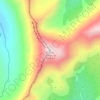 Mapa topográfico Mount Democrat, altitud, relieve