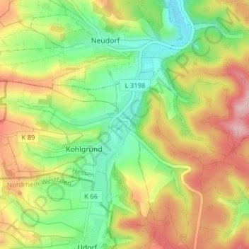 Mapa topográfico Eilhausen, altitud, relieve