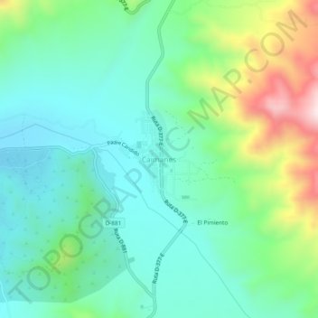 Mapa topográfico Caimanes, altitud, relieve