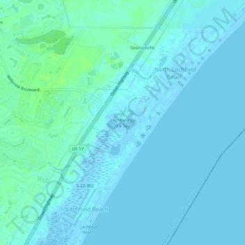 Mapa topográfico Litchfield by the Sea, altitud, relieve