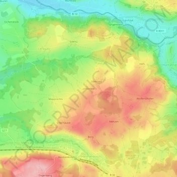 Mapa topográfico Unterried, altitud, relieve