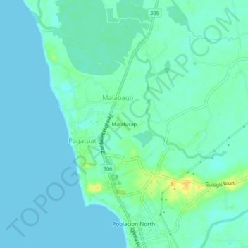 Mapa topográfico Maralucap, altitud, relieve