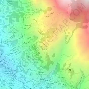 Mapa topográfico Cerro Pan de Azúcar, altitud, relieve
