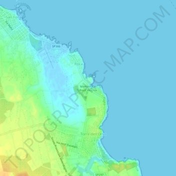 Mapa topográfico Madonna di Roca Vecchia, altitud, relieve