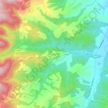 Mapa topográfico Garetto Basso, altitud, relieve