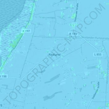 Mapa topográfico Reitland, altitud, relieve