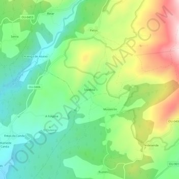 Mapa topográfico Silvaboa, altitud, relieve