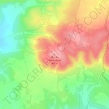 Mapa topográfico Monte Belvedere, altitud, relieve