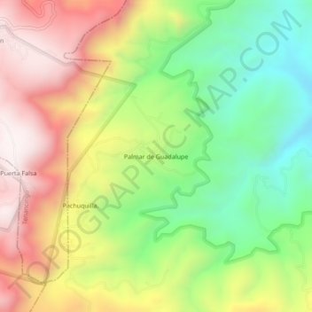 Mapa topográfico Palmar de Guadalupe, altitud, relieve