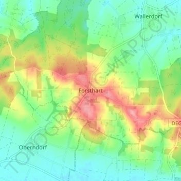 Mapa topográfico Forsthart, altitud, relieve