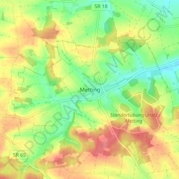 Mapa topográfico Metting, altitud, relieve