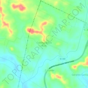 Mapa topográfico Colônia Entre Rios, altitud, relieve