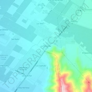 Mapa topográfico La Primavera, altitud, relieve