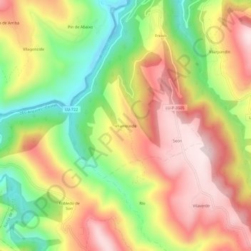 Mapa topográfico Vilameixide, altitud, relieve