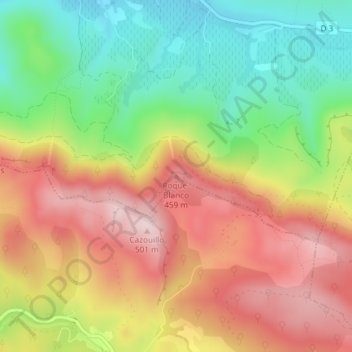 Mapa topográfico Roque-Blanco, altitud, relieve