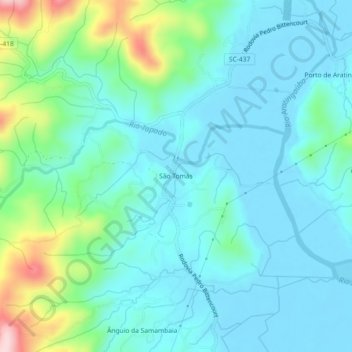 Mapa topográfico São Tomás, altitud, relieve