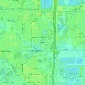 Mapa topográfico Belspur, altitud, relieve