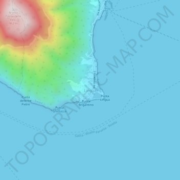 Mapa topográfico Lingua, altitud, relieve