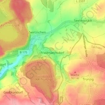 Mapa topográfico Friedmannsdorf, altitud, relieve
