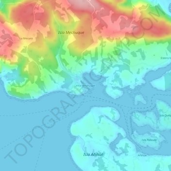 Mapa topográfico Villa Mechuque, altitud, relieve