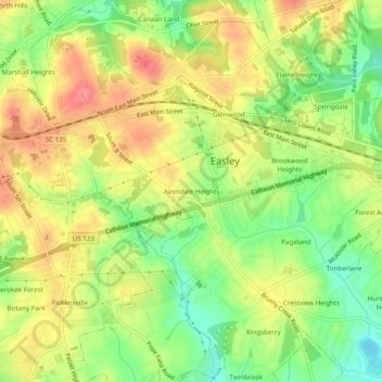 Mapa topográfico Avondale Heights, altitud, relieve