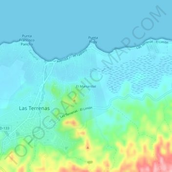 Mapa topográfico El Manantial, altitud, relieve