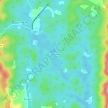 Mapa topográfico Convenção, altitud, relieve