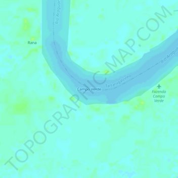 Mapa topográfico Campo Verde, altitud, relieve