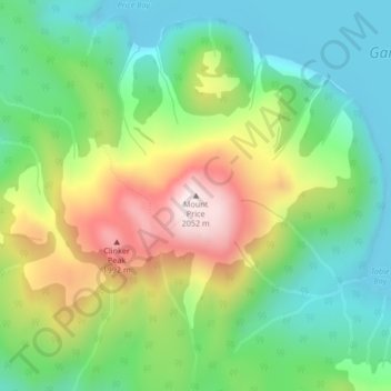Mapa topográfico Mount Price, altitud, relieve