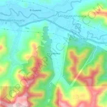 Mapa topográfico Agua Blanca, altitud, relieve