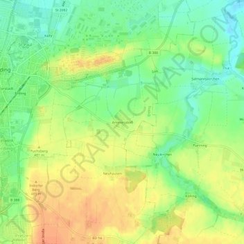 Mapa topográfico Ammersdorf, altitud, relieve