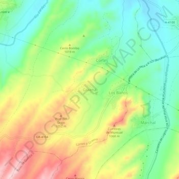 Mapa topográfico Graena, altitud, relieve