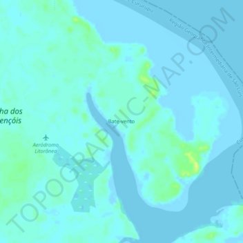 Mapa topográfico Bate-vento, altitud, relieve