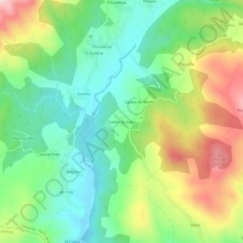 Mapa topográfico Castro do Cabo, altitud, relieve
