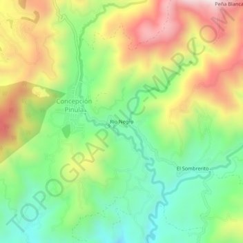 Mapa topográfico Río Negro, altitud, relieve