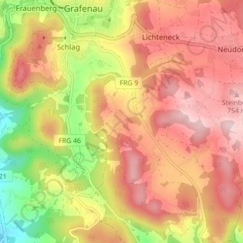 Mapa topográfico Liebersberg, altitud, relieve