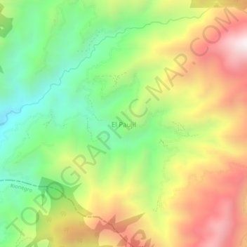 Mapa topográfico El Paujil, altitud, relieve