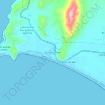 Mapa topográfico Estero Colorado, altitud, relieve