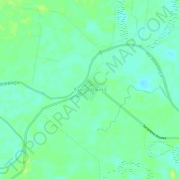 Mapa topográfico Puerto Nariño, altitud, relieve