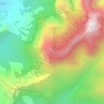Mapa topográfico Morro do Teto, altitud, relieve