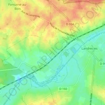 Mapa topográfico Happegarbes, altitud, relieve