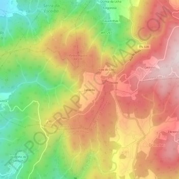 Mapa topográfico Janardo, altitud, relieve