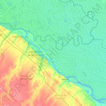 Mapa topográfico Islas de las Lechiguanas, altitud, relieve