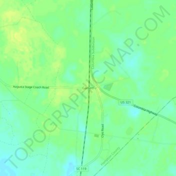 Mapa topográfico Garnett, altitud, relieve