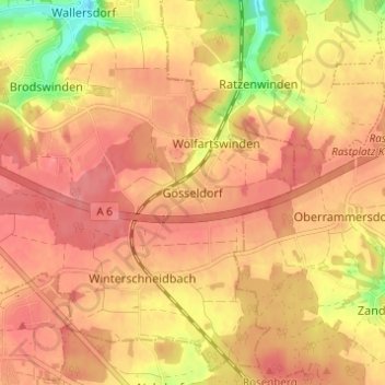 Mapa topográfico Gösseldorf, altitud, relieve