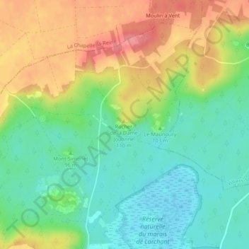 Mapa topográfico Dame Jouanne, altitud, relieve
