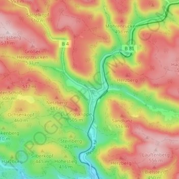 Mapa topográfico Netzkater, altitud, relieve