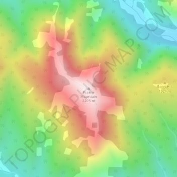 Mapa topográfico Prairie Mountain, altitud, relieve