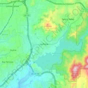 Mapa topográfico La Presa, altitud, relieve